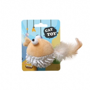 Pufferfish cat toy with catnip and feather